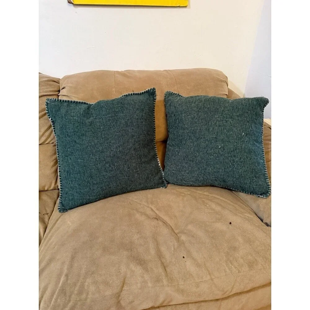 Set of 2 Dark Green throw pillows